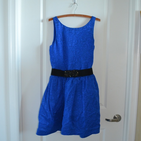 BCBG Blue Sapphire Dress with Embellished Belt - Picture 1 of 7